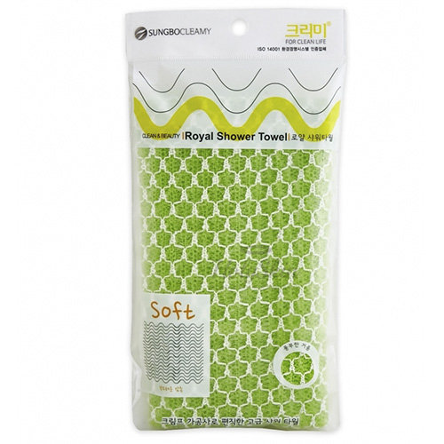 Мочалка для душа Clean &amp; Beauty Royal (зеленая, мал.) Sungbo Cleamy Clean &amp; Beauty Royal Shower Towel 28x90