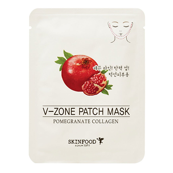 Укрепляющая маска для зоны подбородка с экстрактом граната Skin Food Pomegranate Collagen V-Zone Patch Mask