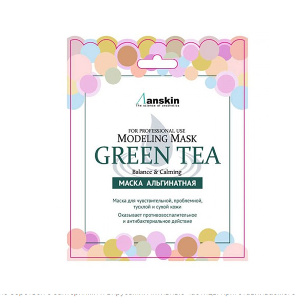Альгинатная маска с зелёным чаем  Anskin Modeling Mask (Sachet) Green Tea
