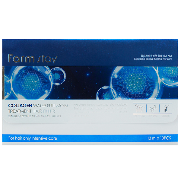 Восстанавливающий филлер для волос FarmStay Collagen Water Full Moist Treatment Hair Filler 13ml*10pcs