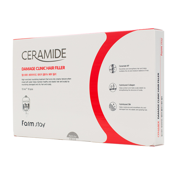 Восстанавливающие филлеры с керамидами 13ml*10 FarmStay Ceramide Damage Clinic Hair Filler 15881163 - фото 5