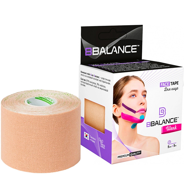 Шёлковый кинезиотейп BBTape Silk Face Tape 5см*5м (бежевый)