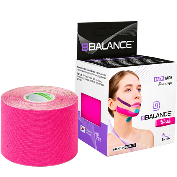 Шёлковый кинезиотейп BBTape Silk Face Pack 5см*5м (розовый)