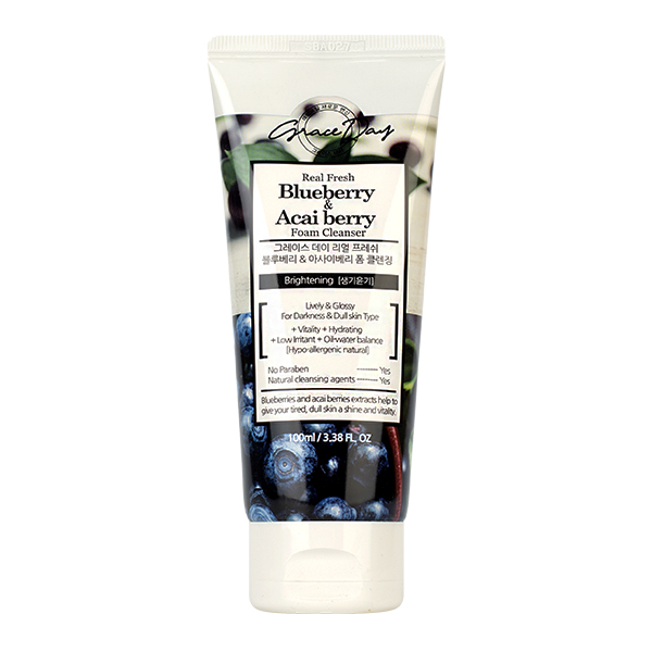 Пенка для умывания с экстрактами черники и ягод асаи Grace Day Real Fresh Blueberry & Acai Berry Foam Cleanser 46652659