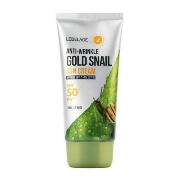 Солнцезащитный крем с муцином улитки SPF 50+ PA+++ Lebelage Anti-Wrinkle Gold Snail Sun Cream SPF 50+ PA+++