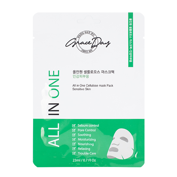 Успокаивающая тканевая маска Grace Day All In One Cellulose Mask Pack (Sensitive Skin)