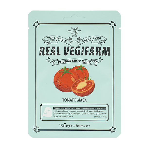 Тканевая маска для сияния кожи с экстрактом томата FarmStay FORTHESKIN Super Food Real Vegifarm Double Shot Mask-Tomato