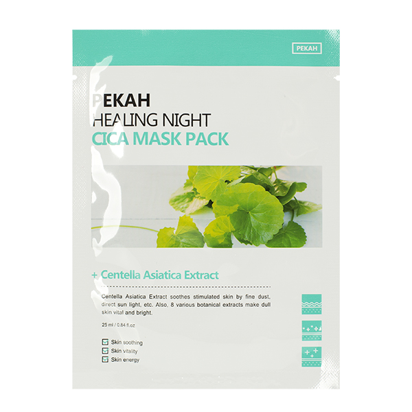 Вечерняя успокаивающая тканевая маска с экстрактом центеллы азиатской PEKAH Healing Night Cica Mask Pack