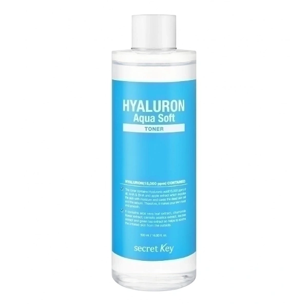 Обновляющий тонер с гиалуроновой кислотой и AHA-кислотами Secret Key Hyaluron Aqua Soft Toner