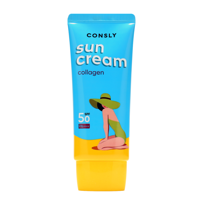 Солнцезащитный крем с морским коллагеном SPF 50+/PA+++ для нормальной и сухой кожи Consly Daily Protection Collagen Sun Cream SPF 50/PA+++