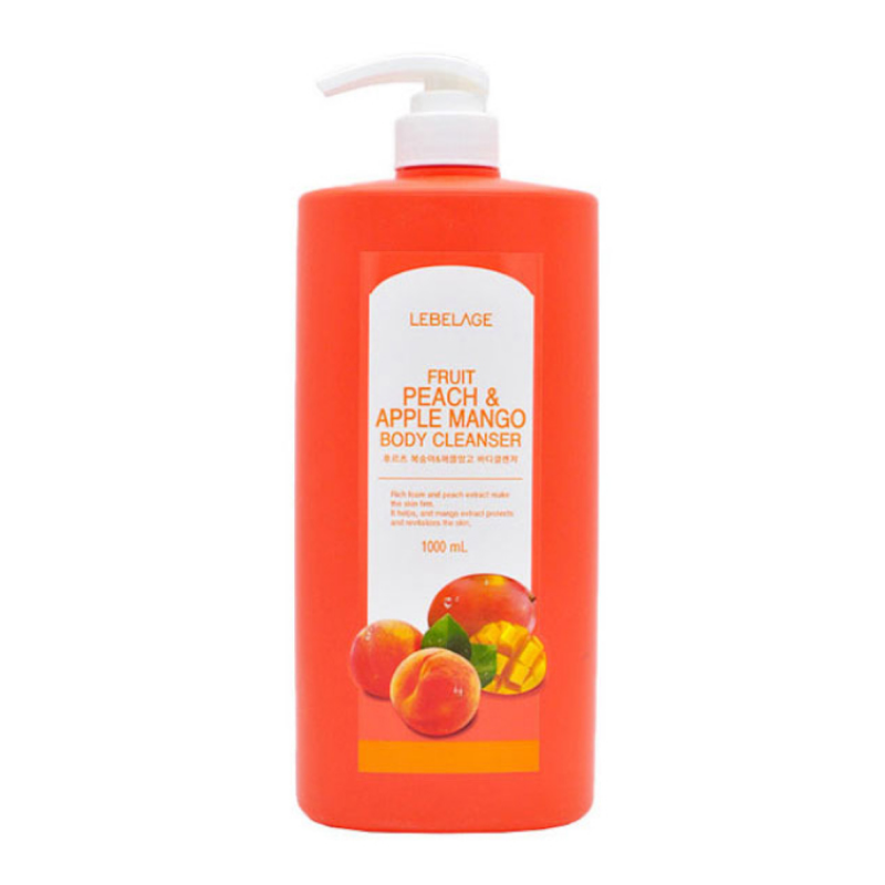 Очищающий пенящийся гель для душа с персиком и манго LEBELAGE Fruit Peach & Apple Mango Body Cleanser