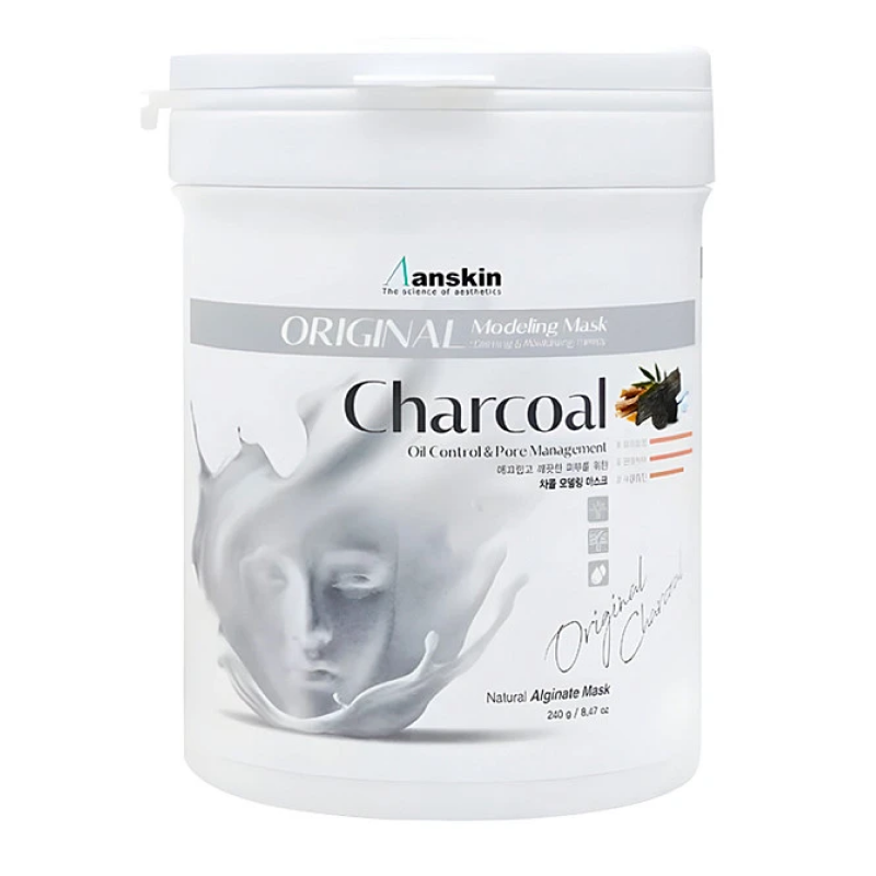Альгинатная маска с древесным углем Anskin Charcoal Modeling Mask (240 гр, банка для хранения)