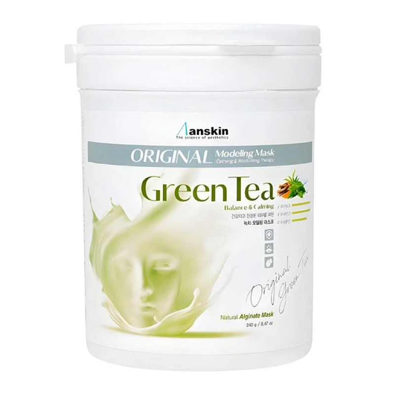 Успокаивающая альгинатная маска с зелёным чаем  Anskin Green Tea Modeling Mask