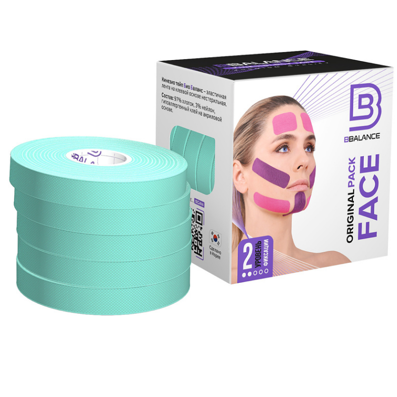 Набор кинеозитейпов для лица BBalance Face Pack 1 см*5 м (мята)