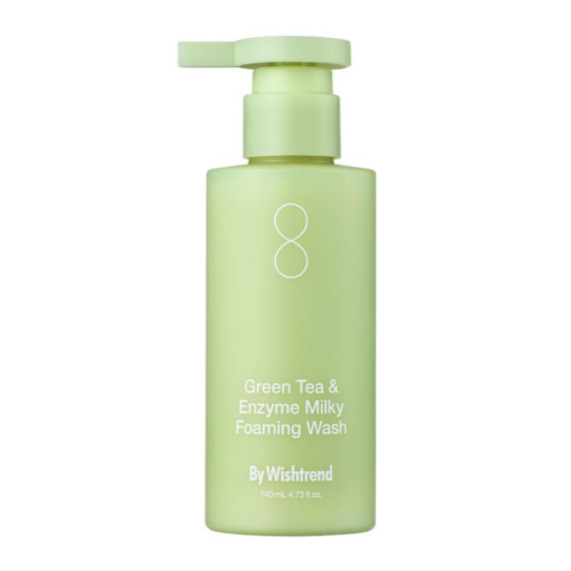 Энзимная пенка для умывания с гидролатом зелёного чая By Wishtrend Green Tea & Enzyme Milky Foaming Wash