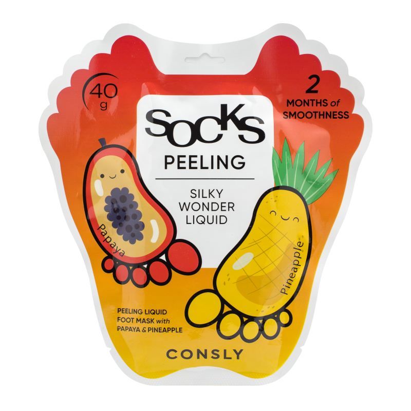 Пилинг-носочки для ног с экстрактами папайи и ананаса Consly Silky Wonder Papaya and Pineapple Peeling Liquid Foot Mask