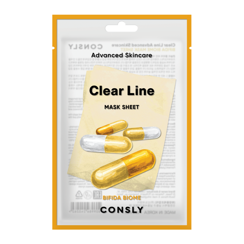 Восстанавливающая тканевая маска с пробиотиками Consly Clear Line Advanced Skincare Bifida Biome Mask Sheet