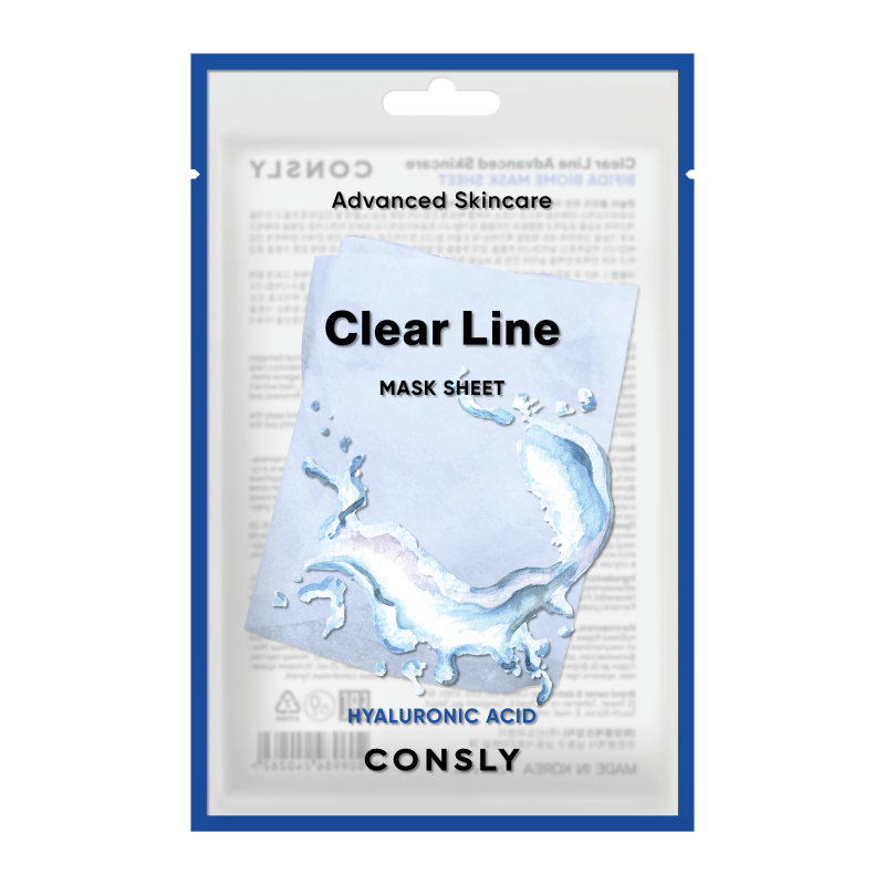 Глубоко увлажняющая тканевая маска с гиалуроновой кислотой Consly Clear Line Advanced Skincare Hyaluronic Acid Mask Sheet