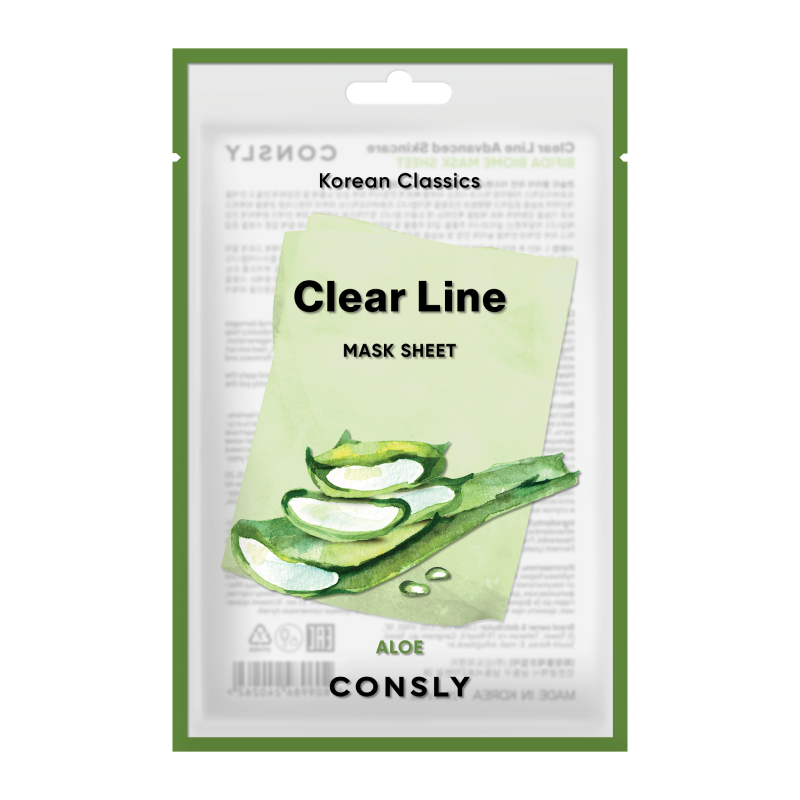 Увлажняющая тканевая маска с экстрактом алоэ Consly Clear Line Korean Classics Aloe Mask Sheet