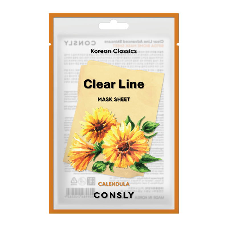 Балансирующая тканевая маска с экстрактом календулы Consly Clear Line Korean Classics Calendula Mask Sheet