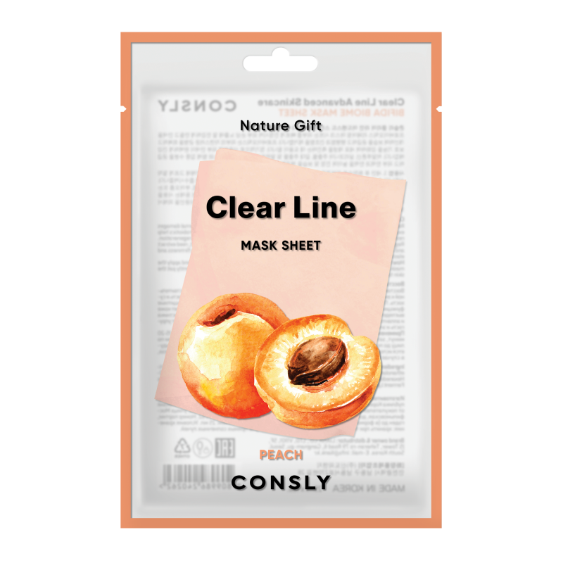 Увлажняющая тканевая маска с экстрактом персика Consly Clear Line Nature Gift Peach Mask Sheet