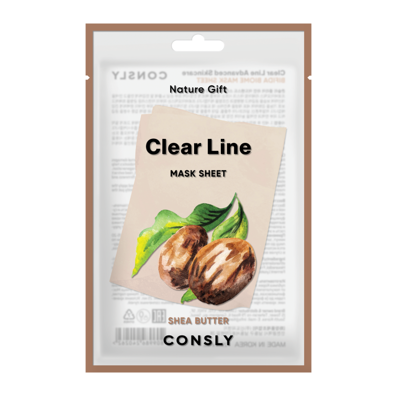 Питательная тканевая маска с маслом ши Consly Clear Line Nature Gift Shea Butter Mask Sheet