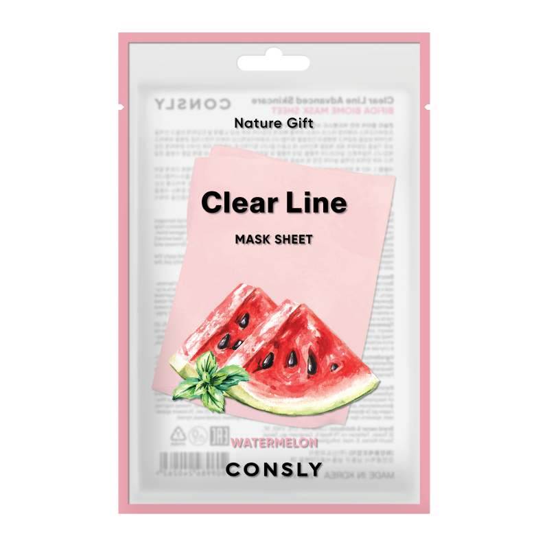 Тонизирующая тканевая маска с экстрактом арбуза Consly Clear Line Nature Gift Watermelon Mask Sheet