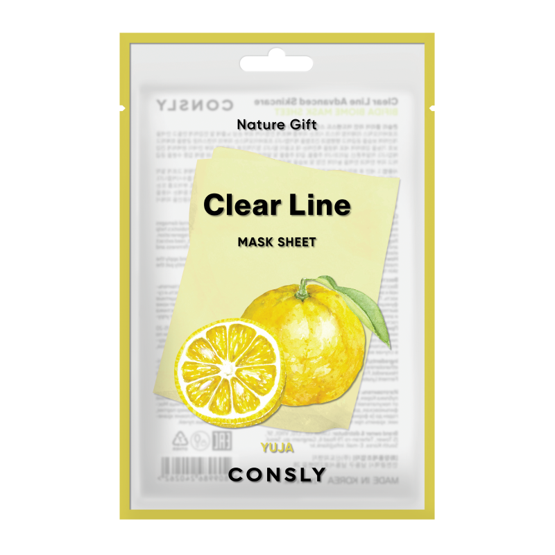 Освежающая тканевая маска с экстрактом юдзу Consly Clear Line Nature Gift Yuja Mask Sheet