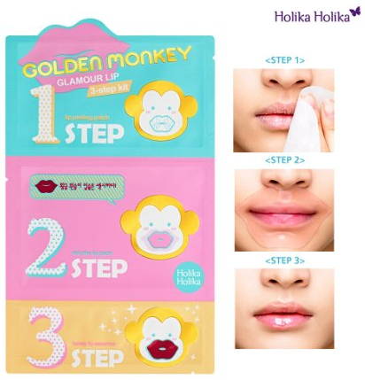 Трехступенчатый набор для ухода за губами Holika Holika Golden Monkey Glamour Lip 3-Step