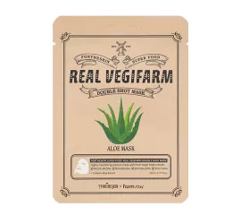 Успокаивающая тканевая маска с экстрактом алоэ FarmStay FORTHESKIN Super Food Real Vegifarm Double Shot Mask-Aloe