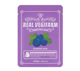 Антиоксидантная тканевая маска с экстрактом черники FarmStay FORTHESKIN Super Food Real Vegifarm Double Shot Mask-Blueberry