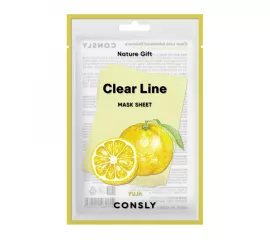 Освежающая тканевая маска с экстрактом юдзу Consly Clear Line Nature Gift Yuja Mask Sheet