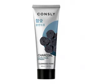 Пенка для умывания с древесным углём  Consly Charcoal Anti Blackheads Creamy Cleansing Foam