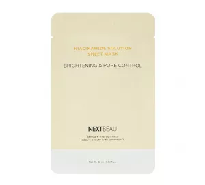 Тканевая маска для сужения пор и ровного тона с ниацинамидом NEXTBEAU Niacinamide Solution Sheet Mask Brightening & Pore Control