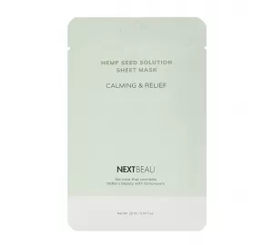 Успокаивающая тканевая маска с экстрактом конопли NEXTBEAU Hemp Seed Solution Sheet Mask Calming & Relief