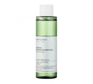 Тонер для проблемной кожи с чайным деревом и AHA/PHA кислотами Mary&May Vegan CICA Tea Tree AHA PHA Toner