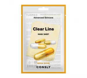 Восстанавливающая тканевая маска с пробиотиками Consly Clear Line Advanced Skincare Bifida Biome Mask Sheet