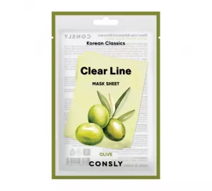 Питательная тканевая маска с экстрактом оливы Consly Clear Line Korean Classics Olive Mask Sheet