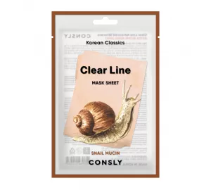Разглаживающая тканевая маска с муцином улитки Consly Clear Line Korean Classics Snail Mucin Mask Sheet